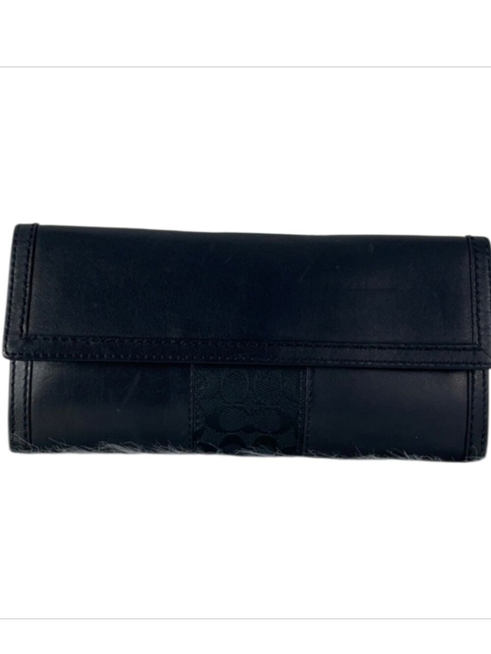 Coach Vintage Black Leather Continental Wallet with Gold-Tone Snap - Picture 6 of 10